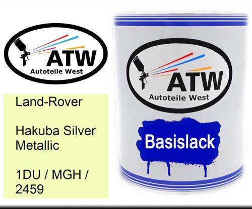 Land-Rover, Hakuba Silver Metallic, 1DU / MGH / 2459: 1L Lackdose, von ATW Autoteile West.
